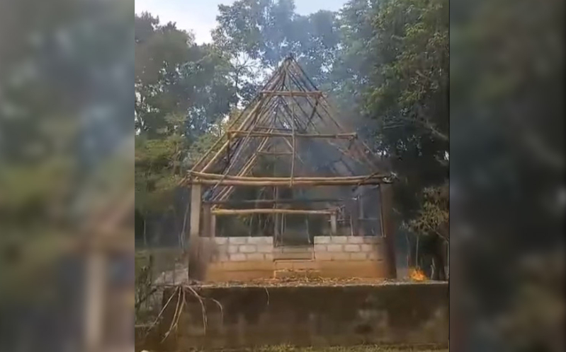 Templo incendiado en Oaxaca